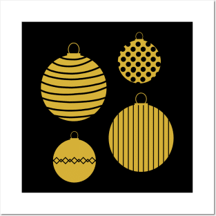 Gold Tone Christmas Baubles Posters and Art
